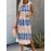 Color Block Tie Dye Dress, Casual Crew Neck Split Sleeveless Dress, Women's Clothing